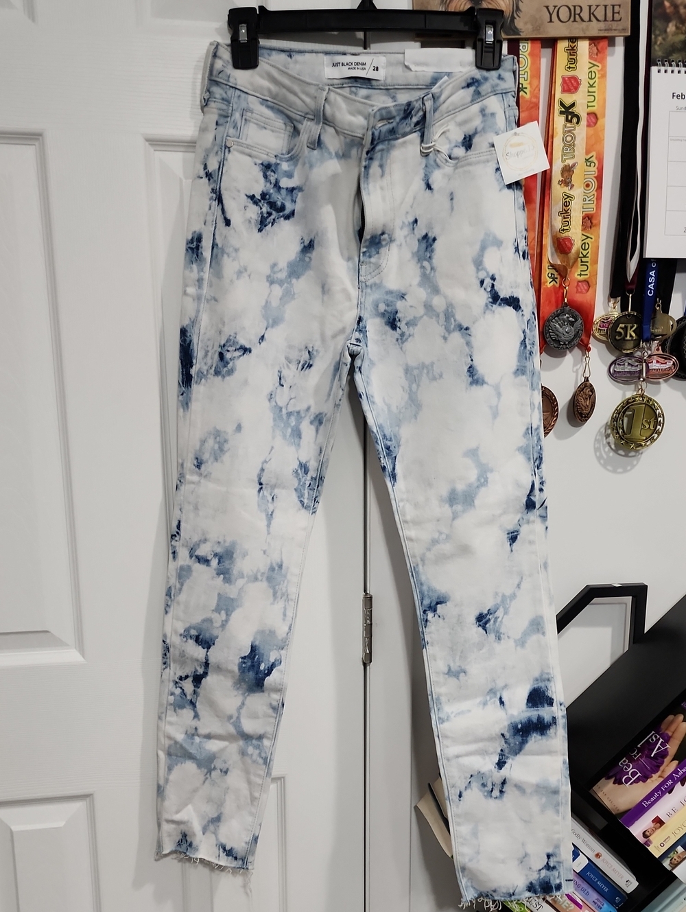 Just Black White and Blue Tie-Dye Jeans